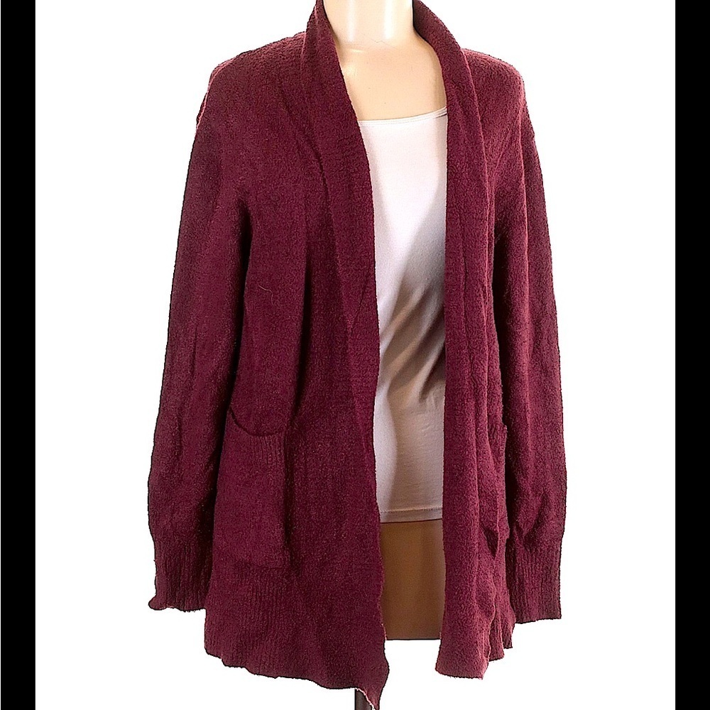 Burgundy Open Front Cardigan